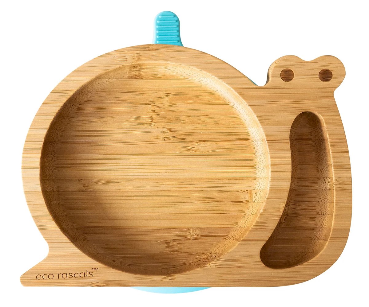Prato bambu com ventosa  Blue Snail