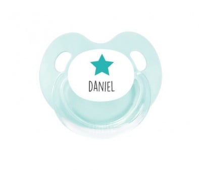 Sucette Personnalisable Rétro Étoile Aqua
