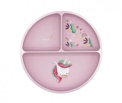 Piatto in Silicone con Scomparti Unicorno