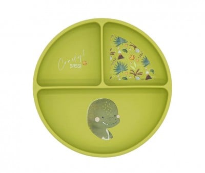 Prato de silicone com compartimentos Dino