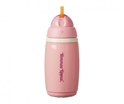 Botella Isotérmica Anti-gotas com Palhinha Rosa Pastel 266ml