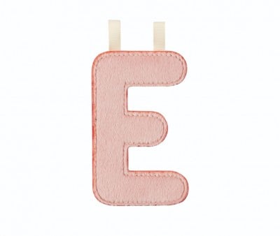Lettre E Phosphorescente en Tissu Rose
