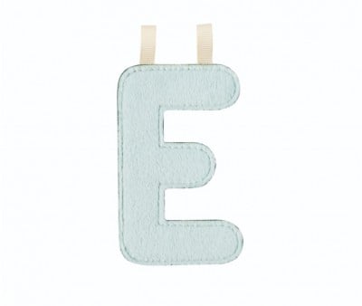 Lettre E Phosphorescente en Tissu Bleu