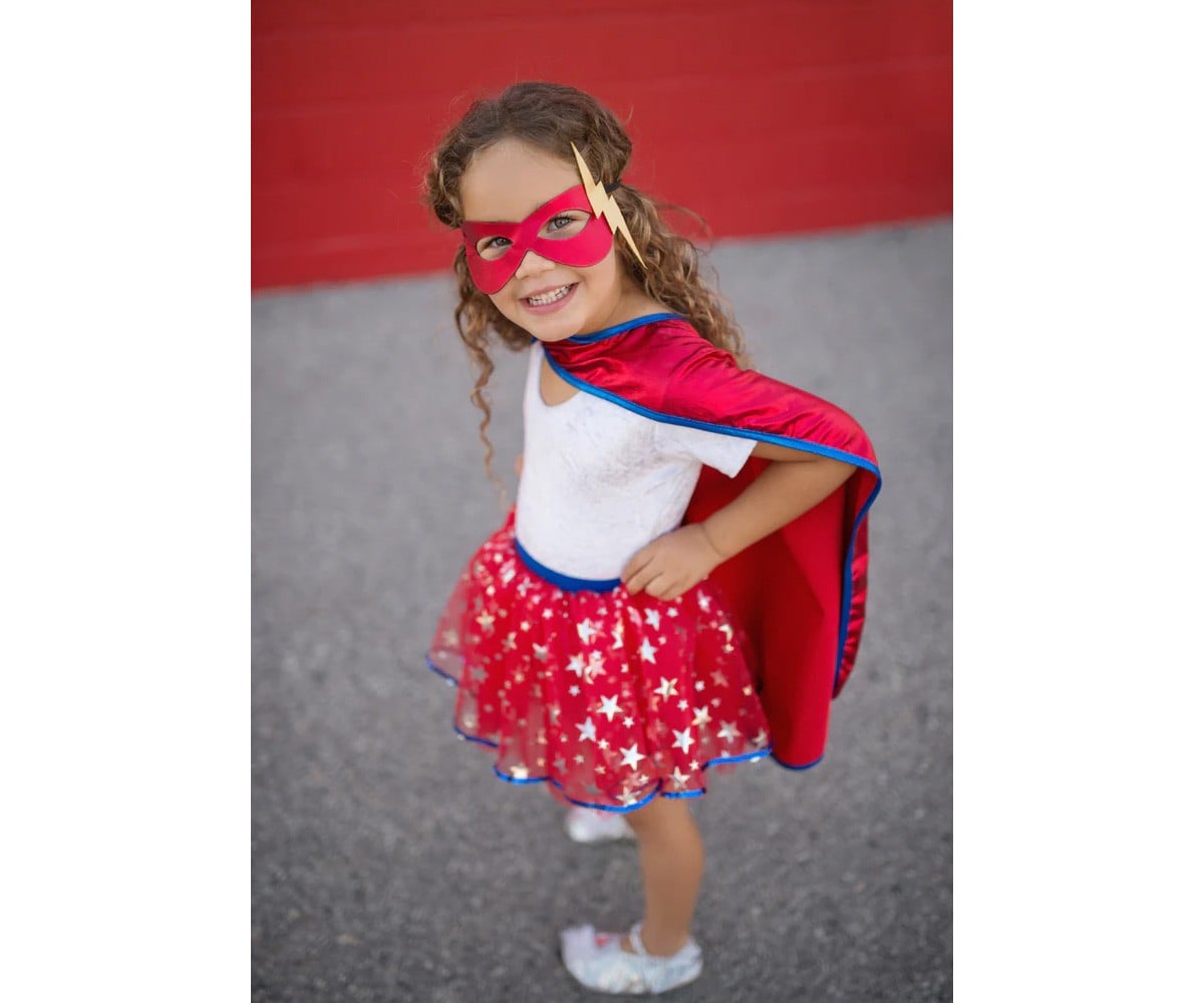 Superhero Tutu, Cape and Mask Red 4-6 Y