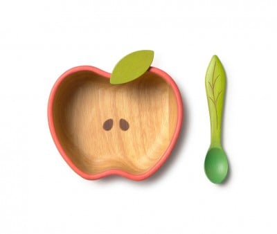 Vajilla Infantil Bol y Cuchara de Madera Pepa The Apple