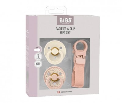 Conjunto de chupeta e clipe BIBS Colour Loop Blush para presente