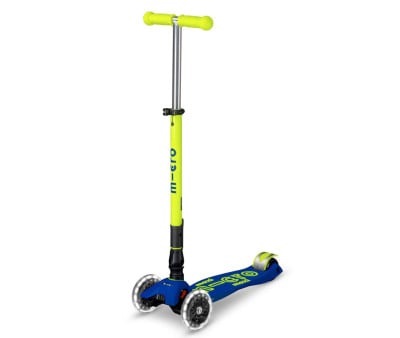 Scooter dobrável Maxi Deluxe LED azul-amarelo neon 