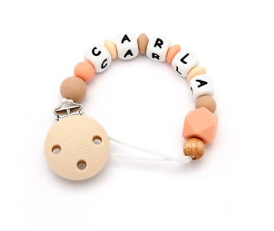 Attache-Sucette Personnalisé en Silicone Natural Peachy