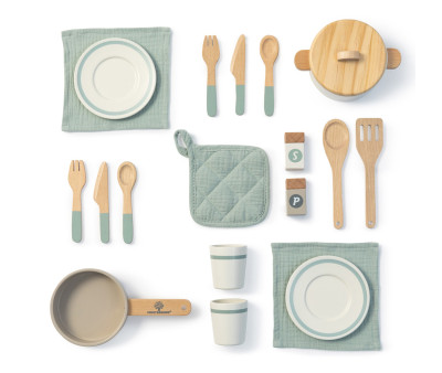 Set de Cuisine et Vaisselle Aronia Blanc/Gris 20 Pièces