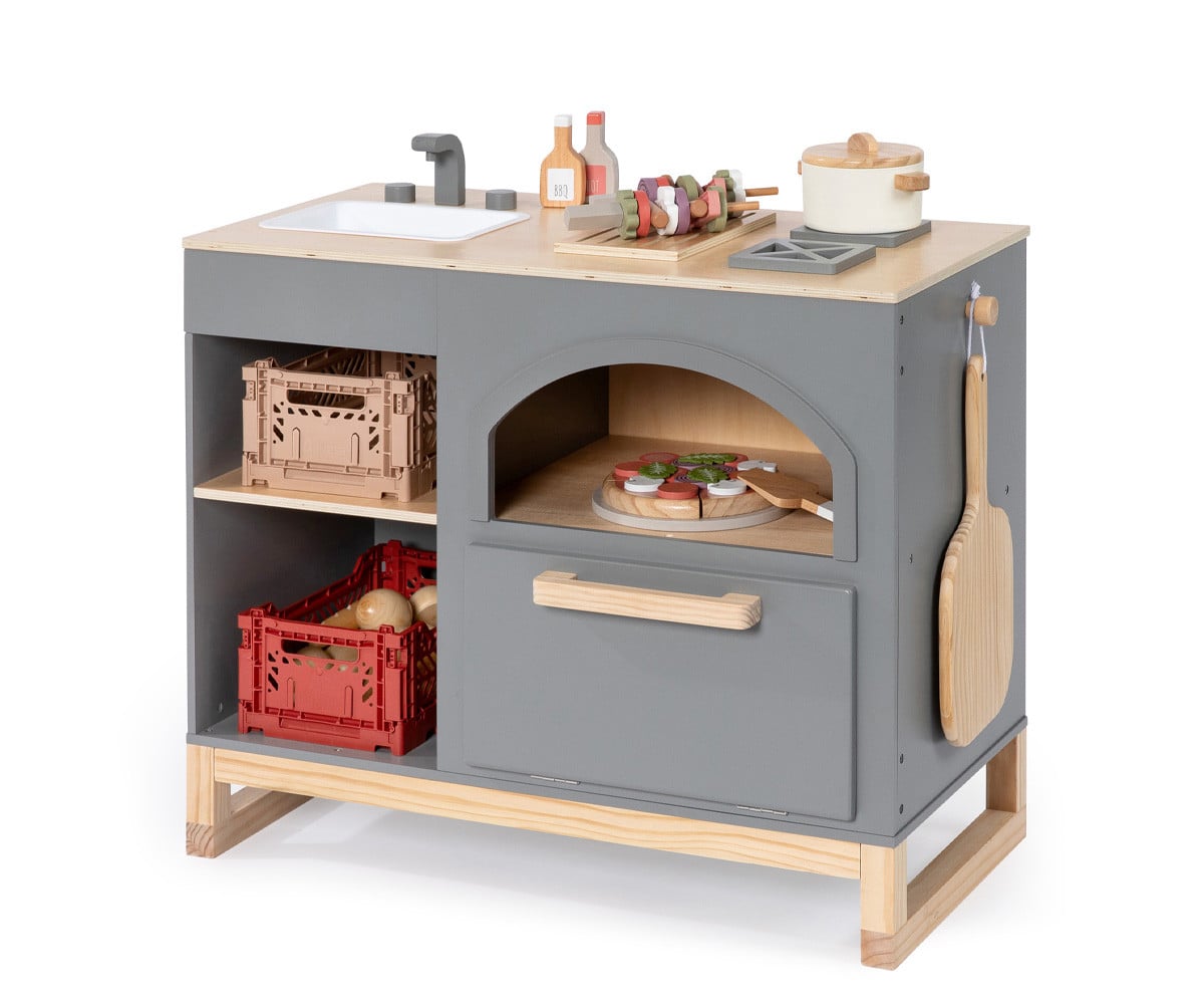 Cucina in Legno Taxus Grigio Scuro/Legno Naturale