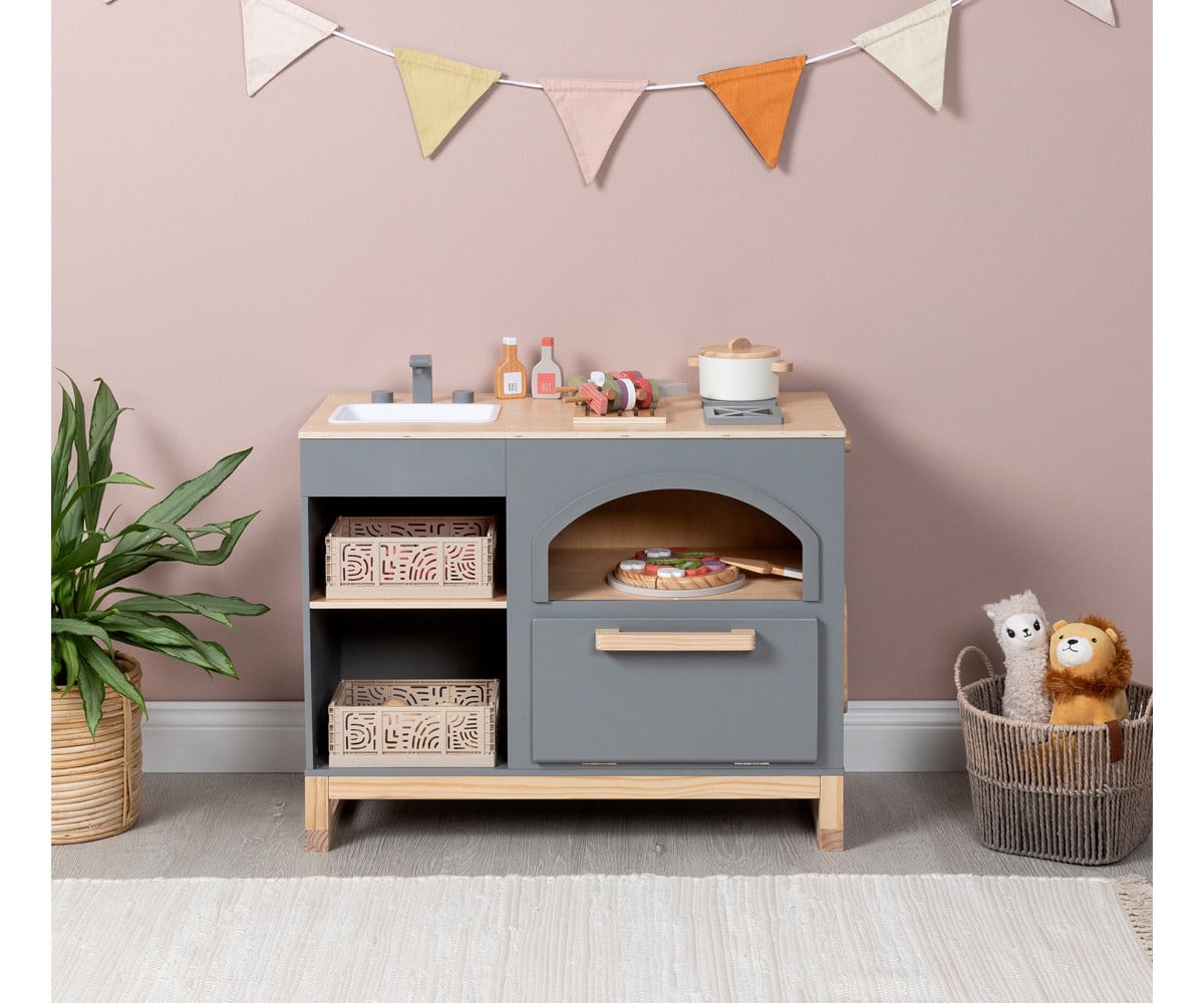 Cucina in Legno Taxus Grigio Scuro/Legno Naturale