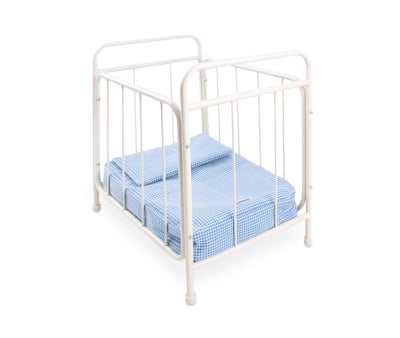 Berço de metal azul Vichy para bonecas