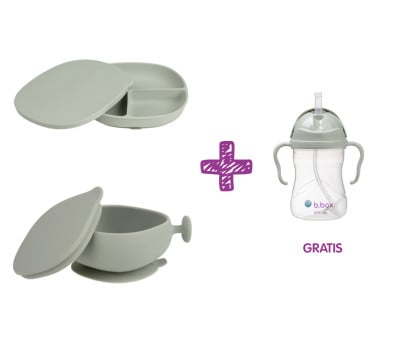 PROMO Piatto e Ciotola Silicone + Tazza Sage