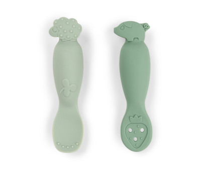 2-Piece Learning Spoons Tiny Farm Green