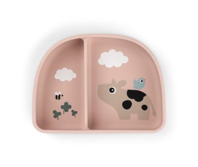 Piatto Antiscivolo 2 Scomparti Silicone Stick&Stay Tiny Farm Powder
