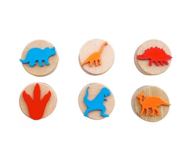 6 ChildGen Wooden Stamps Dinosaurs