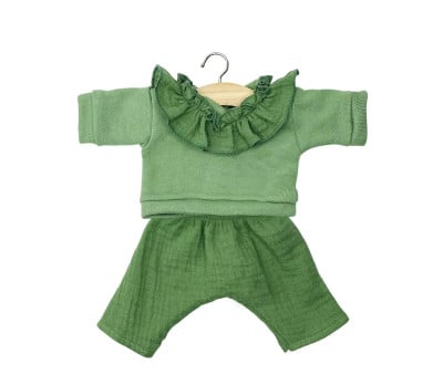 Conjunto Marion para Muñecas Gordis con Top en Molleton et Pantalon Ortie