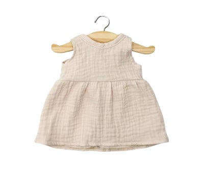 Vestido Faustine sin Mangas en Gasa de Algodón Mastic para Muñeco Gordis