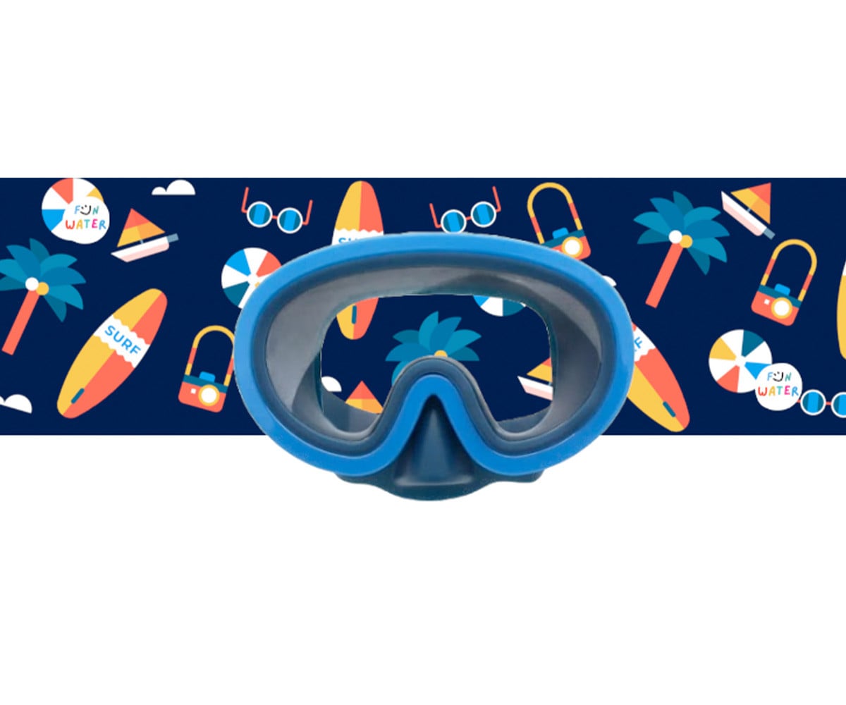 Masque de Plongée Juniormask Bleu Marine avec Bandeau Surf