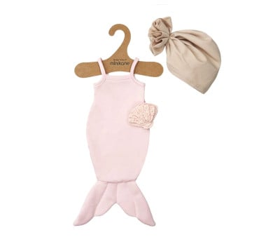 Les P'tits Déguiz Conjunto Sirena Rosa con Turbante y Concha Perla Rosa