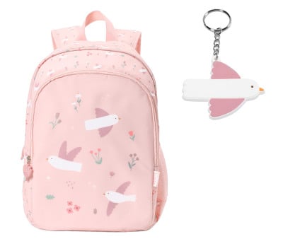 Mochila Mediana Blossom Birds + Llavero Personalizable