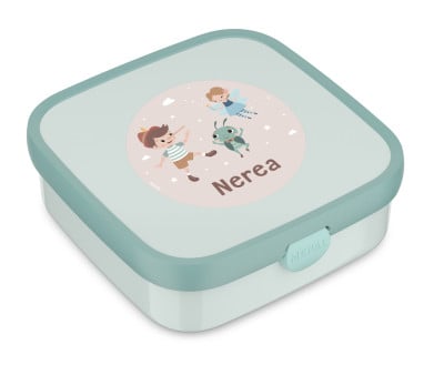 Bento Box Campus Grande Cool Mint + Etichetta The Wooden Boy Personalizzata
