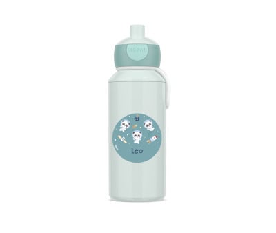 Borraccia Campus Pop-Up Cool Mint 400ml + Etichetta Pandas in Space Personalizzata