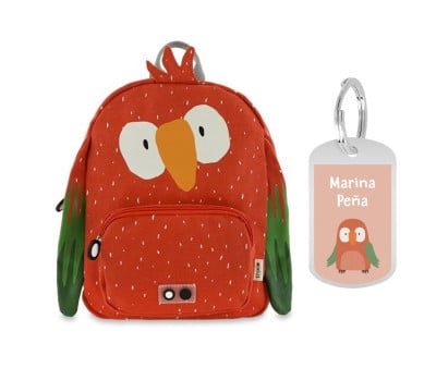 Mochila Trixie PEQUEÑA Mr. Parrot con Llavero Personalizado