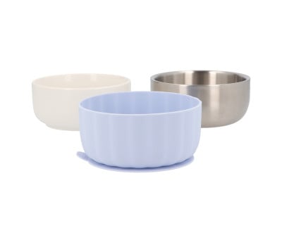 Bowl cerâmica com base de silicone antiderrapante Powder Blue