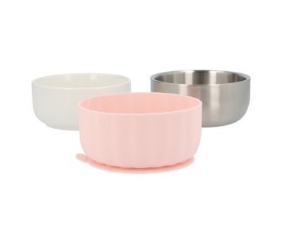 Bowl cerâmica com base de silicone antiderrapante Nude Rose