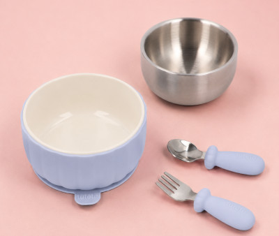 Coffret Cadeau de Naissance Vaisselle d'Apprentissage Powder Blue
