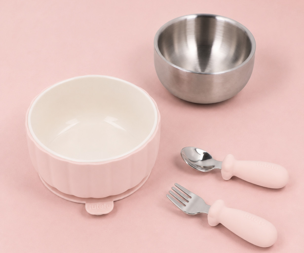 Coffret Cadeau de Naissance Vaisselle d'Apprentissage Nude Rose