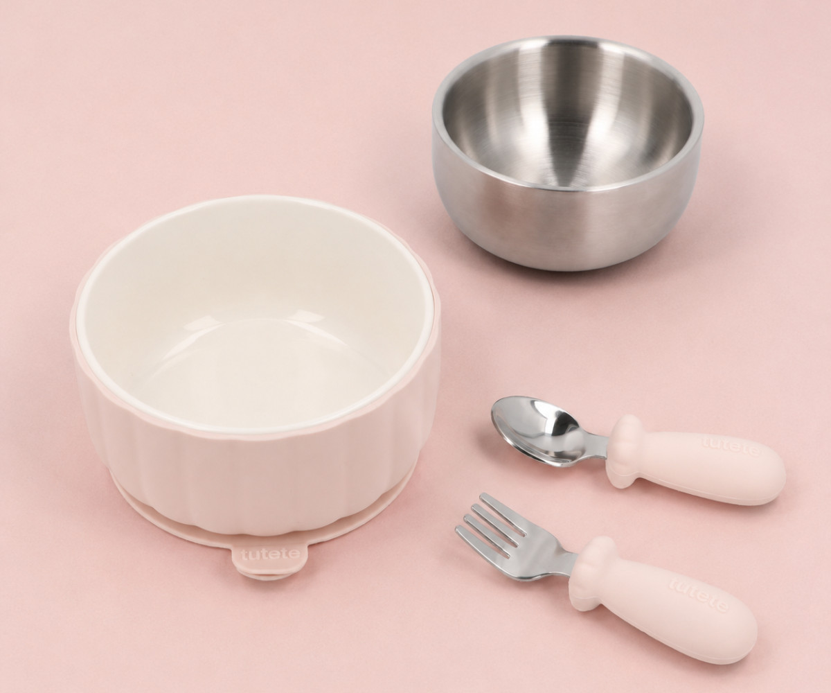 Coffret Cadeau de Naissance Vaisselle d'Apprentissage Pale Earth