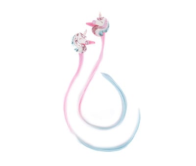 2 Hair Extensions Clips Pretty Pastel Unicorn