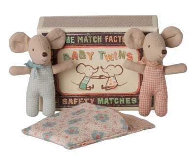Baby Twin Mice in Checker Matchbox